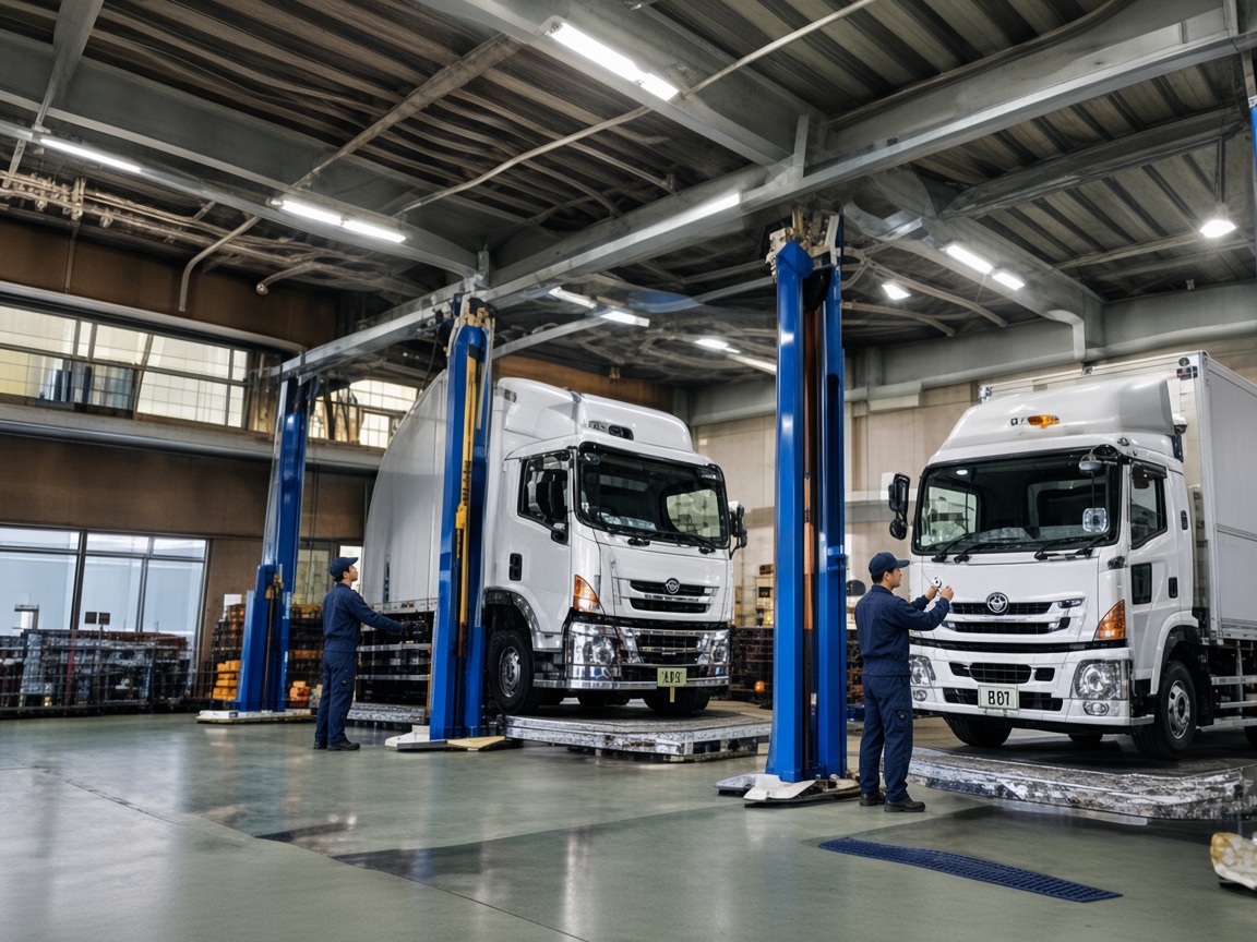 大型車8台を同時に整備できる新工場のピット